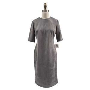 Anne Klein Gray Stretch Faux Suede Dress Sz 6 Half Sleeve NWT $119
